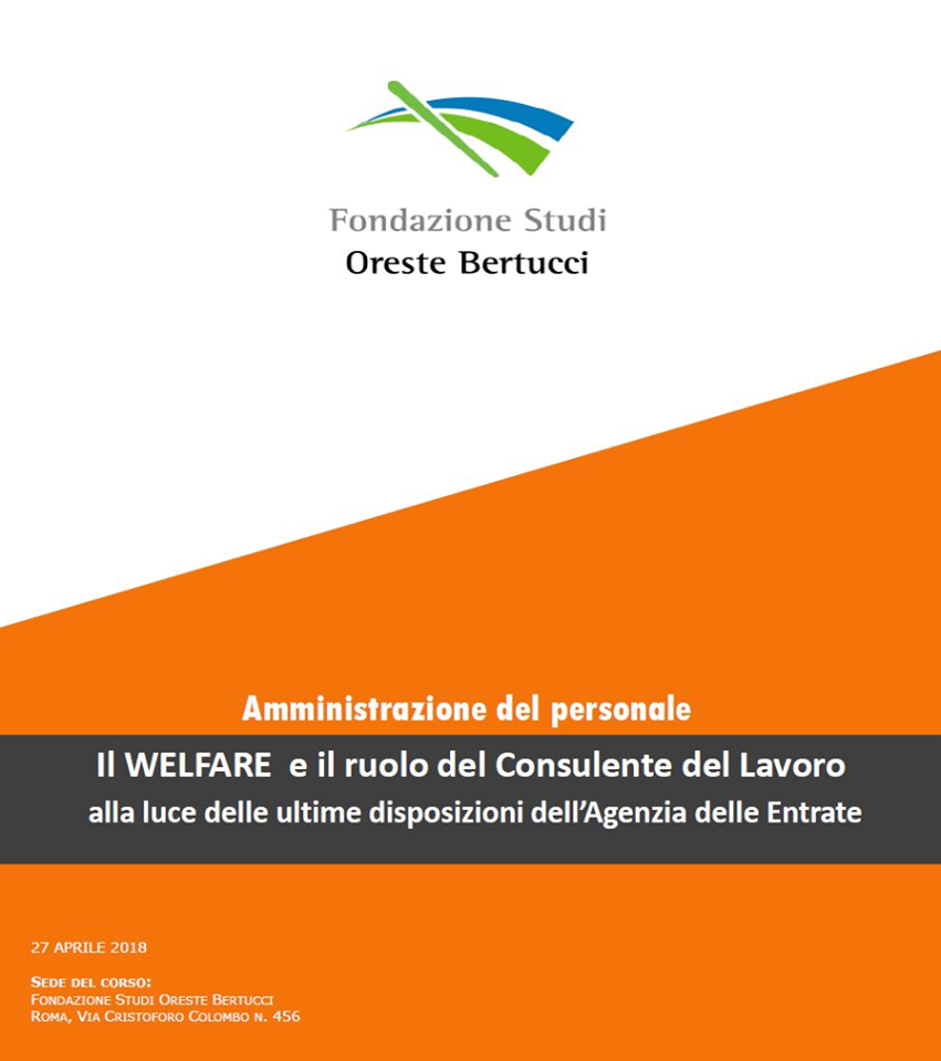 Il WELFARE  e il ruolo del consulente del lavoro